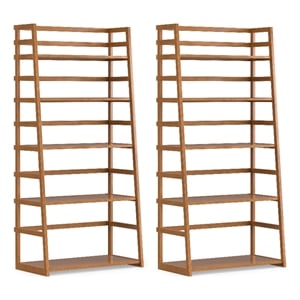 Acadian 30W 5 Shelf Ladder Bookcase (Set of 2) in Light Golden Brown