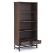 Banting 30W 4 Shelf Bookcase with Drawers (Set of 2) in Walnut Brown