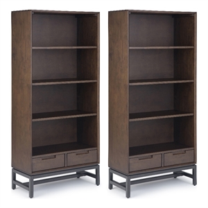 Banting 30W 4 Shelf Bookcase with Drawers (Set of 2) in Walnut Brown