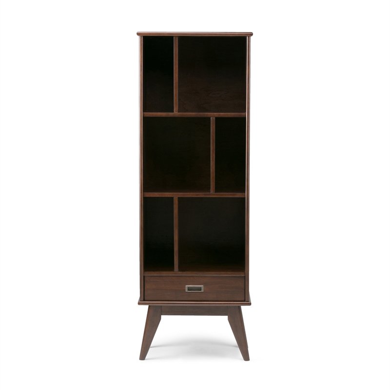 Draper 22W 6 Cubbie Bookcase with Drawer (Set of 2) in Medium Auburn Brown