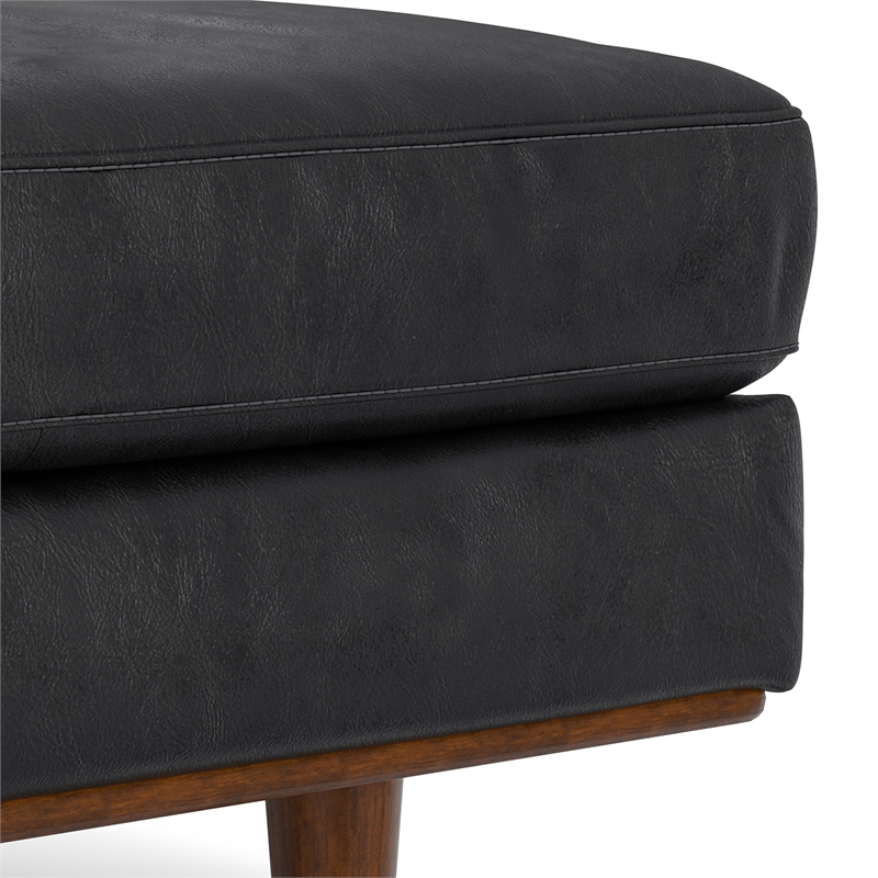 Morrison 33 inch WD Modern Table Ottoman in Lead Black Genuine Leather
