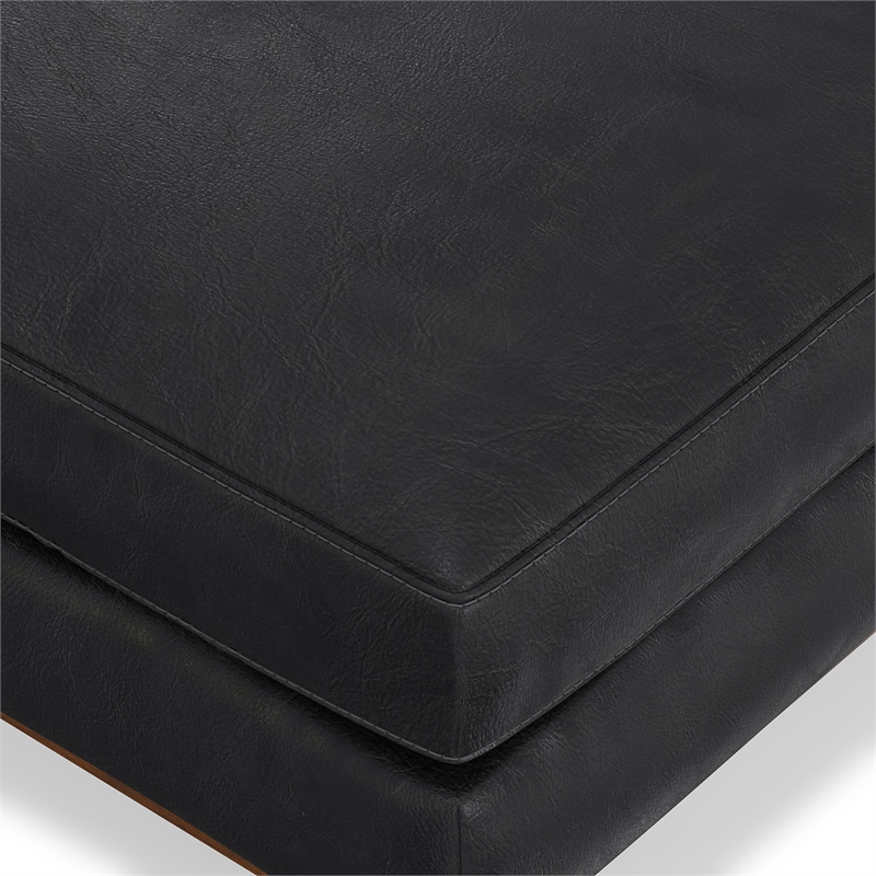 Morrison 33 inch WD Modern Table Ottoman in Lead Black Genuine Leather