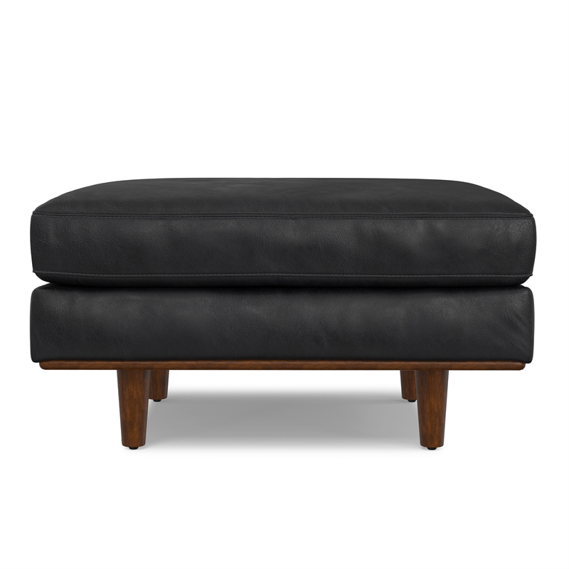 Morrison 33 inch WD Modern Table Ottoman in Lead Black Genuine Leather