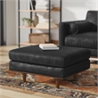 Morrison 33 inch WD Modern Table Ottoman in Lead Black Genuine Leather