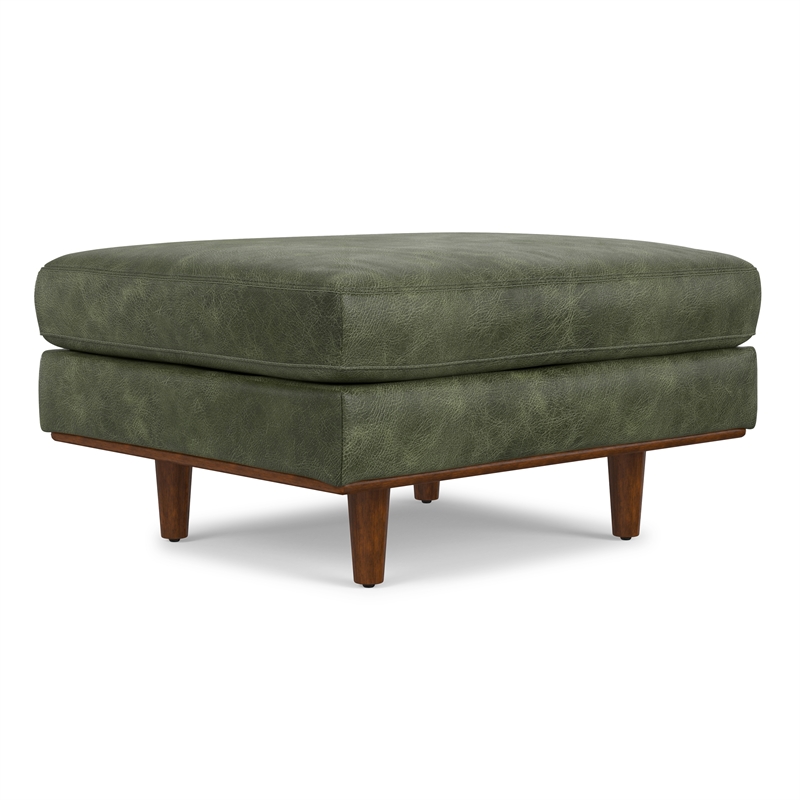 Morrison 33 inch Wide Modern Table Ottoman in Moss Green Genuine Leather