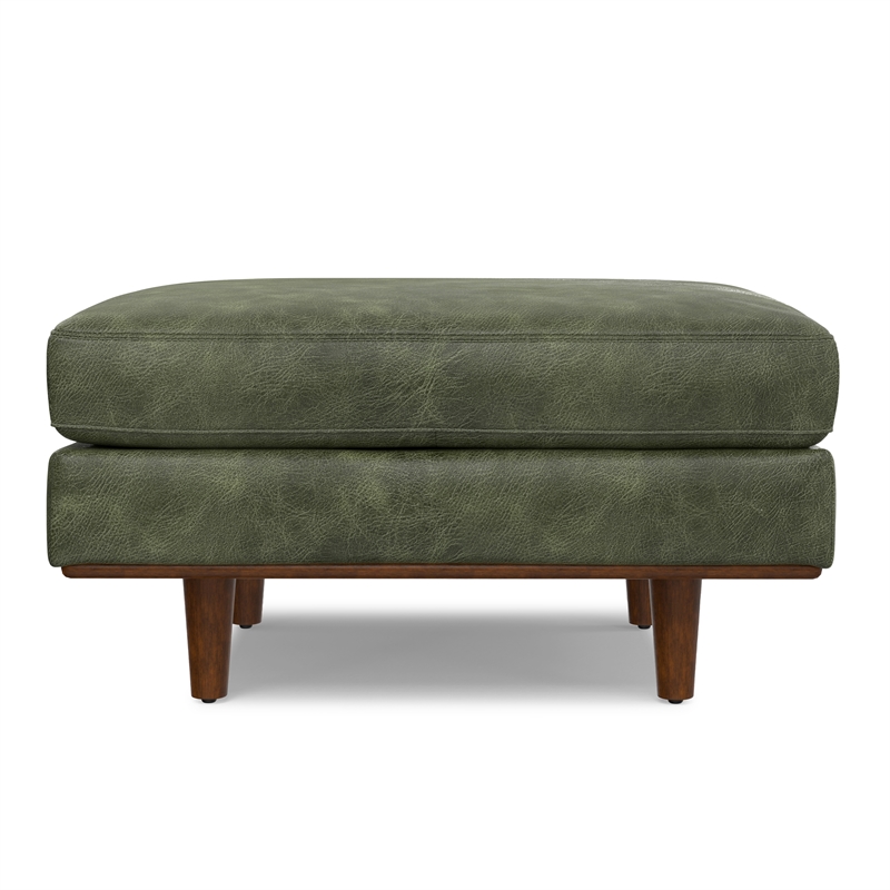 Morrison 33 inch Wide Modern Table Ottoman in Moss Green Genuine Leather