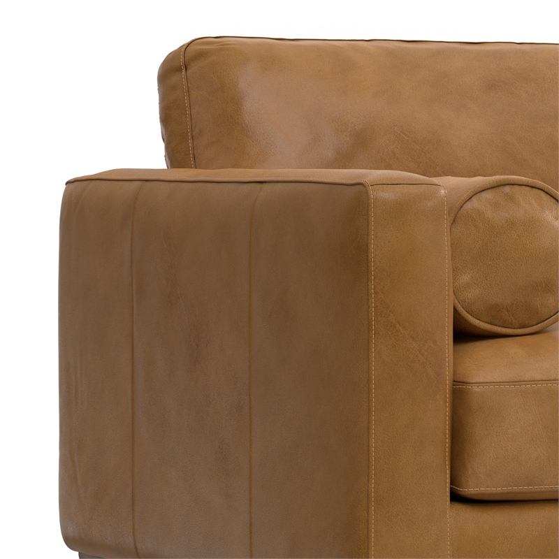 Simpli Home Morrison 42 inch Wide Mid-Century Modern Arm Chair in Sienna