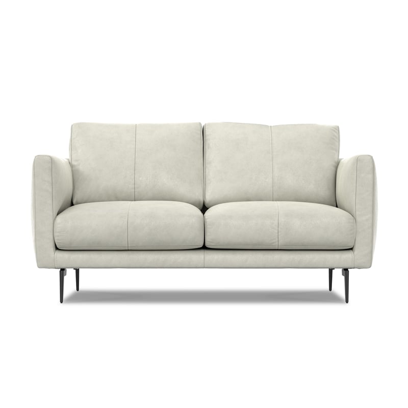 Stevens Modern 60 inch Wide Sofa in Light Smoke Gray Genuine Leather