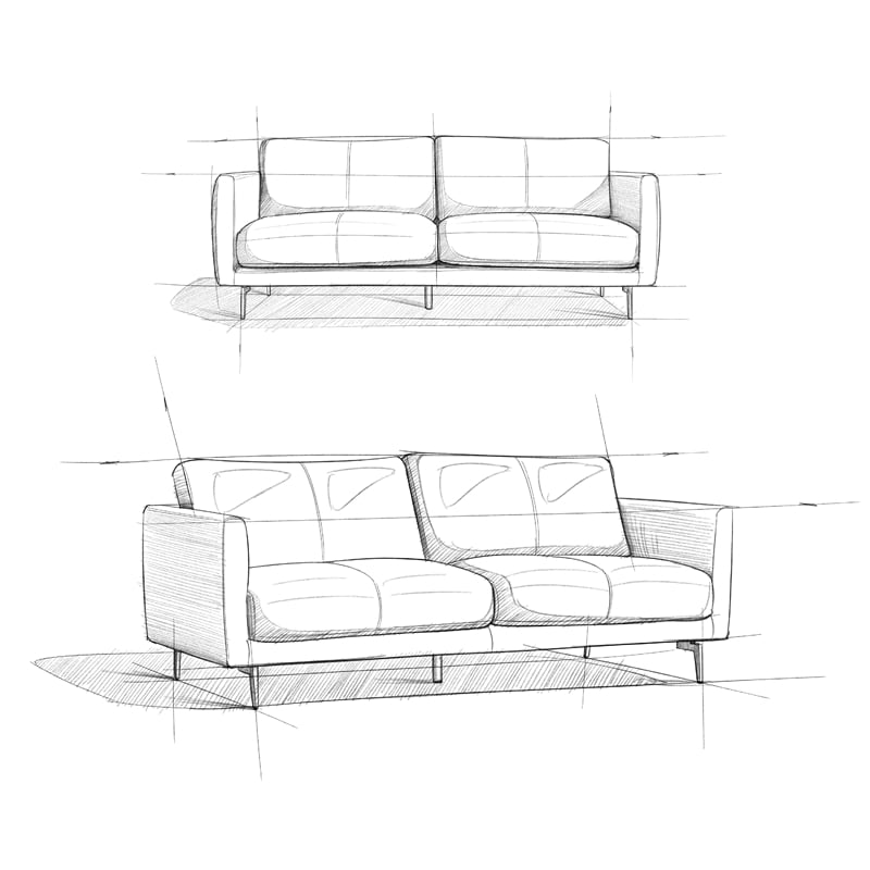 Stevens Modern 81 inch Wide Sofa in Light Smoke Gray Genuine Leather