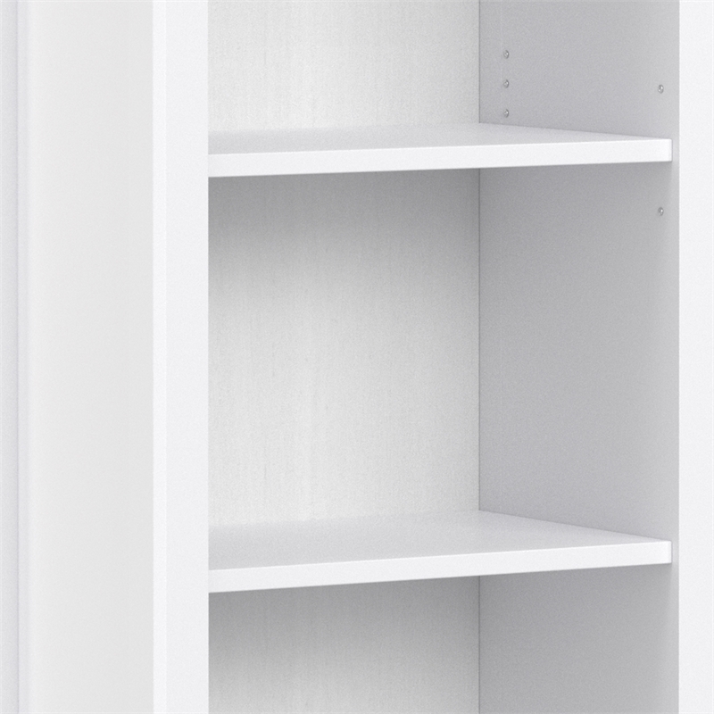 Amherst 24 inch Wide Solid Wood Transitional 5 Shelf Bookcase in White