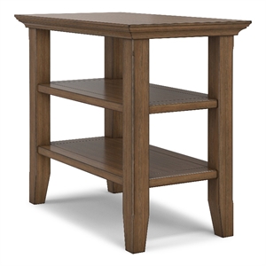 Acadian 14&quot WD Wood Transitional Narrow Side Table in Rustic Natural Aged Brown