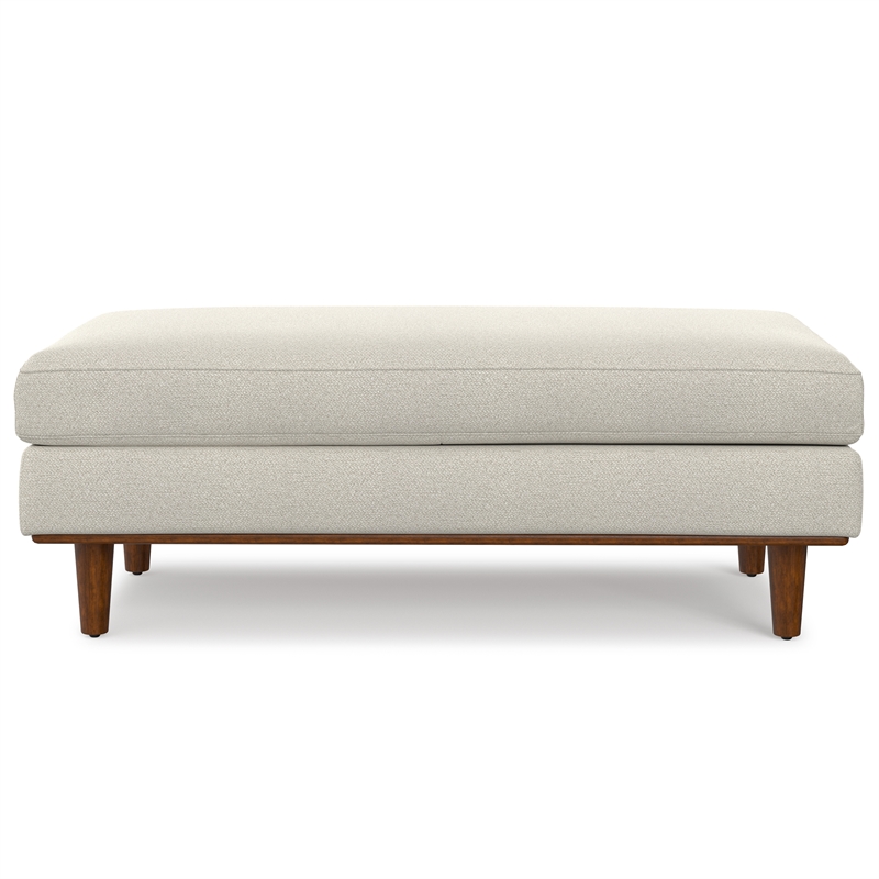Morrison 49 inch Wide Modern Table Ottoman in Cream White Woven-Blend Fabric