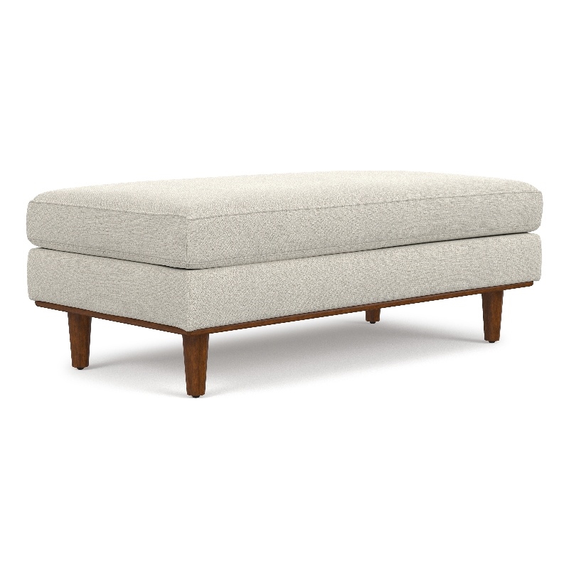 Morrison 49 inch Wide Modern Table Ottoman in Cream White Woven-Blend Fabric