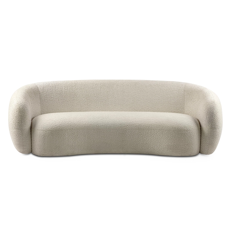Sherri 89inch Wide Contemporary Sofa in Vanilla Cream Boucle Performance Fabric