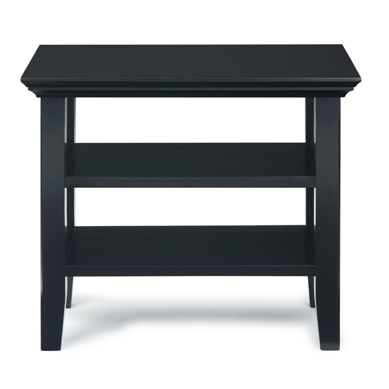 Acadian 14 inch Solid Wood Transitional Narrow Side Table in Black (Set of 2)