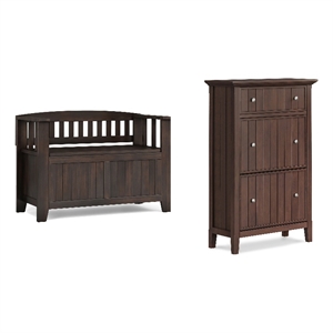 Acadian Wood 36&quotWD Storage Bench&31.5&quotWD Shoe Storage Cabinet in Brunette Brown