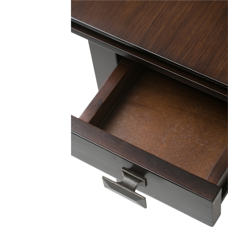 artisan 14&quot solid wood transitional narrow side table in russet brown (setof 2)