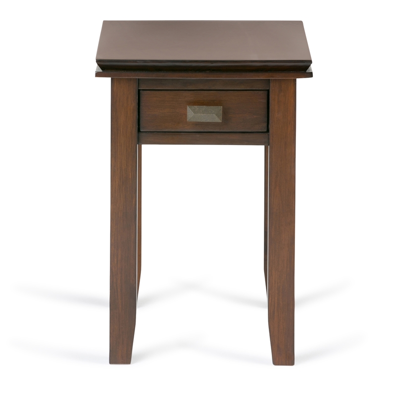 artisan 14&quot solid wood transitional narrow side table in russet brown (setof 2)