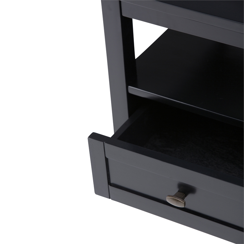 Warm Shaker 20 inch Solid Wood Transitional End Table in Black (Set of 2)