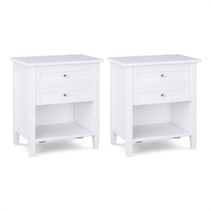Warm Shaker 24 inch Solid Wood Transitional Night Stand in White (Set of 2)