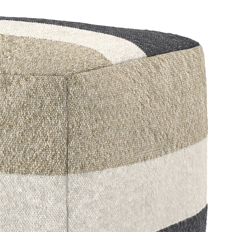 Claudette 18 inch Wide Boho Pouf in Multicolor Acrylic Fabric& Assembled