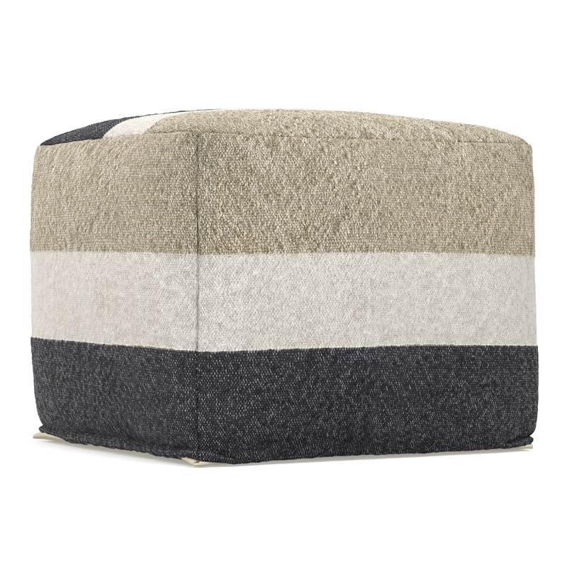 Claudette 18 inch Wide Boho Pouf in Multicolor Acrylic Fabric& Assembled