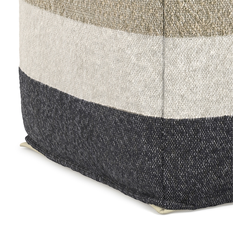 Claudette 18 inch Wide Boho Pouf in Multicolor Acrylic Fabric& Assembled