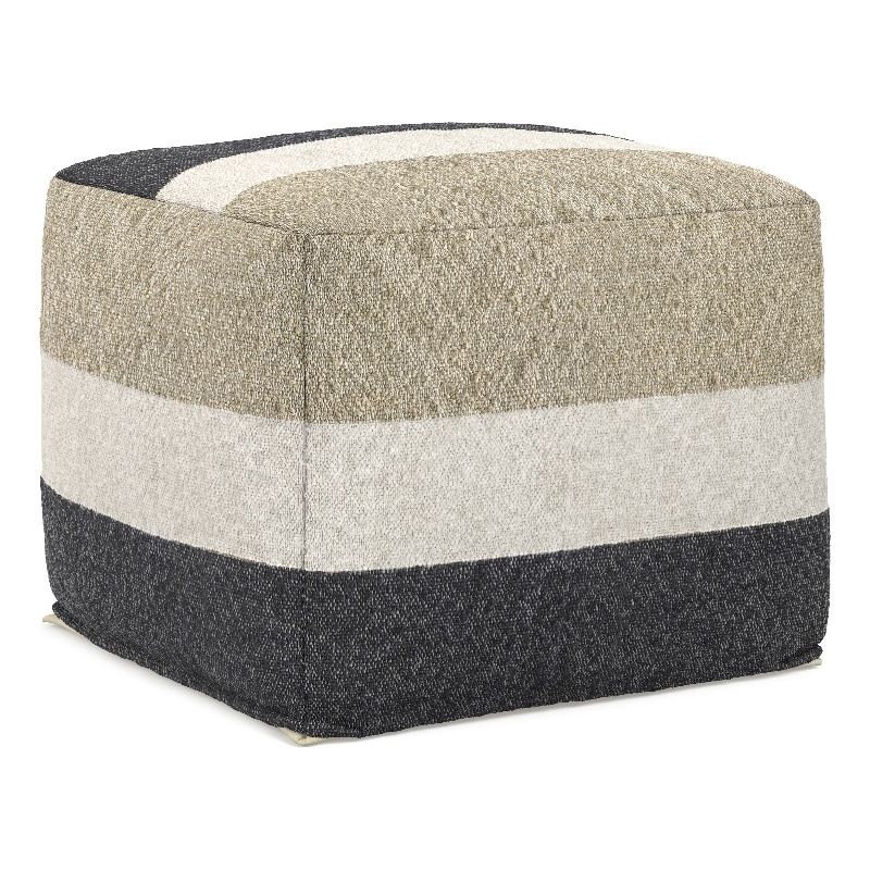 Claudette 18 inch Wide Boho Pouf in Multicolor Acrylic Fabric& Assembled