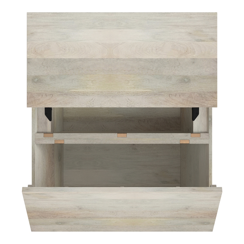 Abba 36 inch Wide Solid Mango Modern Lift Top Coffee Table in White Wash