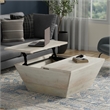 Abba 36 inch Wide Solid Mango Modern Lift Top Coffee Table in White Wash