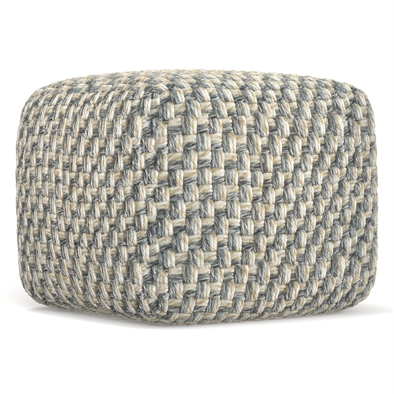 Beatrix 18 inch Wide Boho Pouf in Multicolor PET Polyester& Assembled