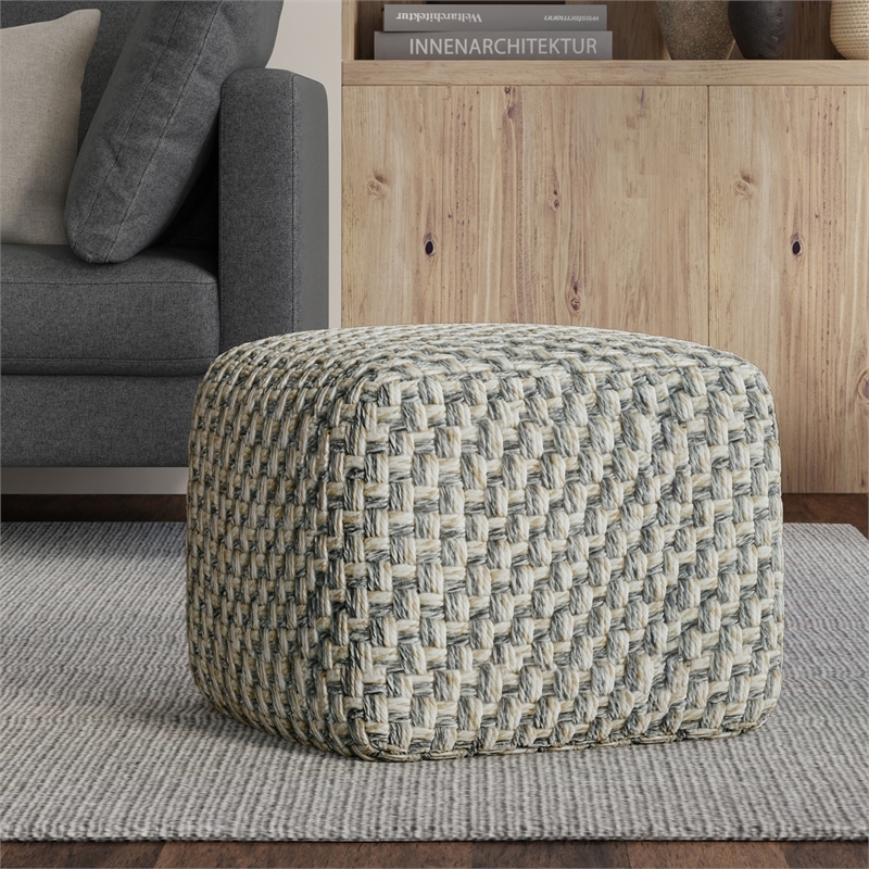 Beatrix 18 inch Wide Boho Pouf in Multicolor PET Polyester& Assembled