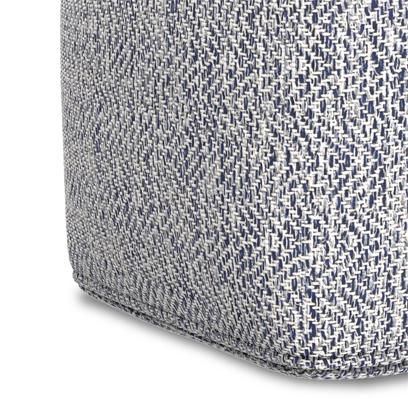 Nate 18 inch Wide Boho Square Pouf in Denim Melange Cotton