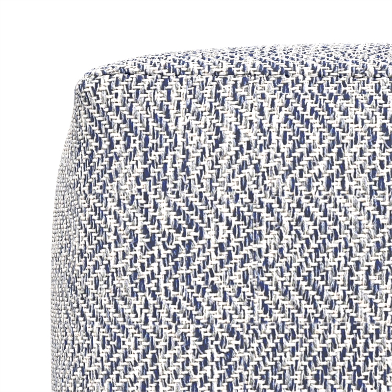 Nate 18 inch Wide Boho Square Pouf in Denim Melange Cotton