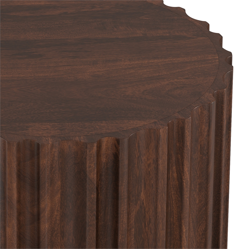 rolf 16&quot wd solid mango boho contemporary end table in walnut brown & assembled