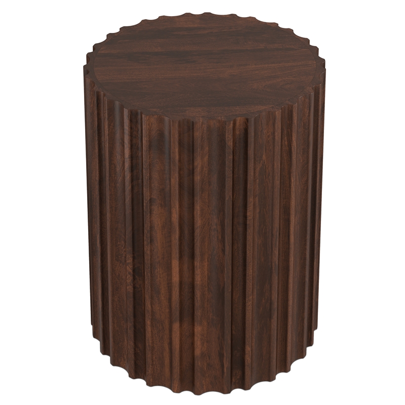 rolf 16&quot wd solid mango boho contemporary end table in walnut brown & assembled
