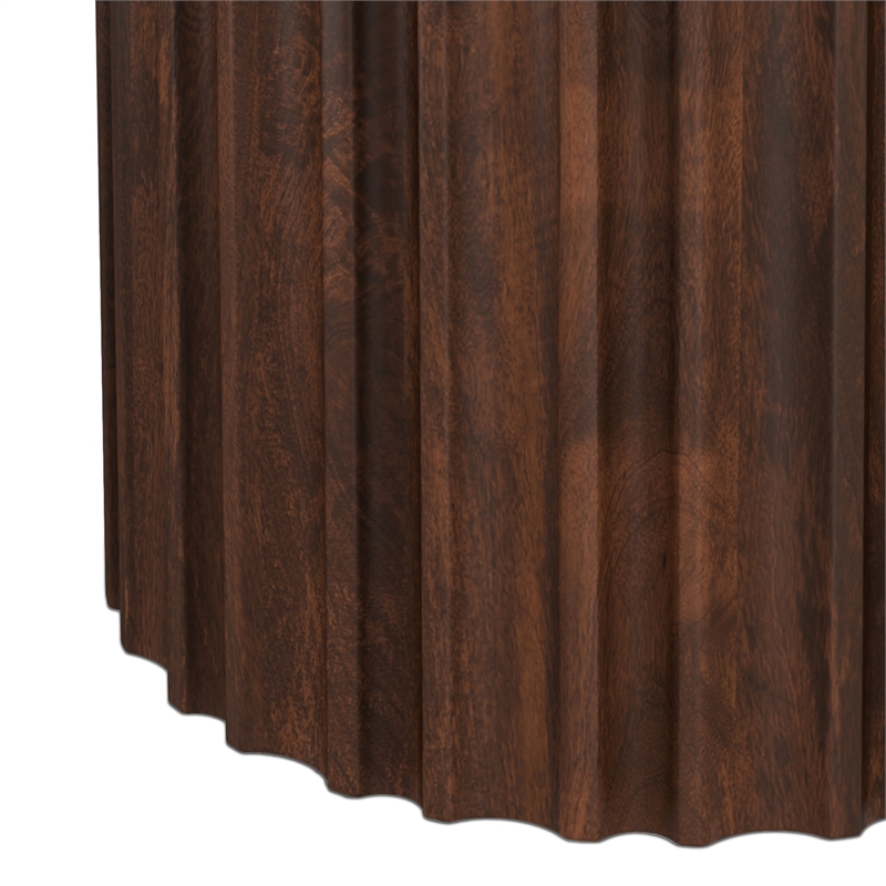 rolf 16&quot wd solid mango boho contemporary end table in walnut brown & assembled