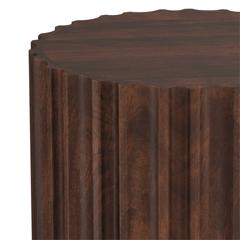 rolf 16&quot wd solid mango boho contemporary end table in walnut brown & assembled