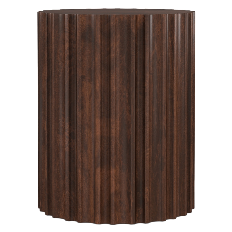 rolf 16&quot wd solid mango boho contemporary end table in walnut brown & assembled