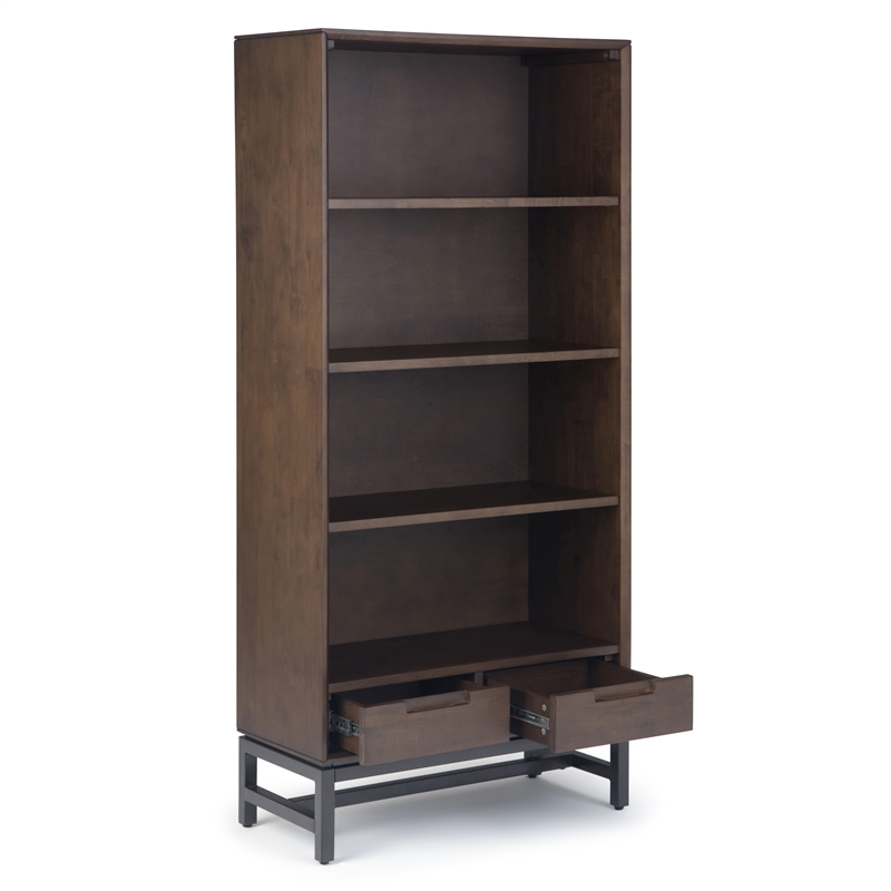 Banting 30 inch Solid Wood Bookcase 3-piece Set in Walnut Brown