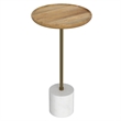 Turner 12 inch Wide Solid Mango/Genuine Marble/Iron Modern End Table in Multi