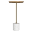 Turner 12 inch Wide Solid Mango/Genuine Marble/Iron Modern End Table in Multi