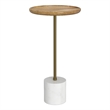 Turner 12 inch Wide Solid Mango/Genuine Marble/Iron Modern End Table in Multi