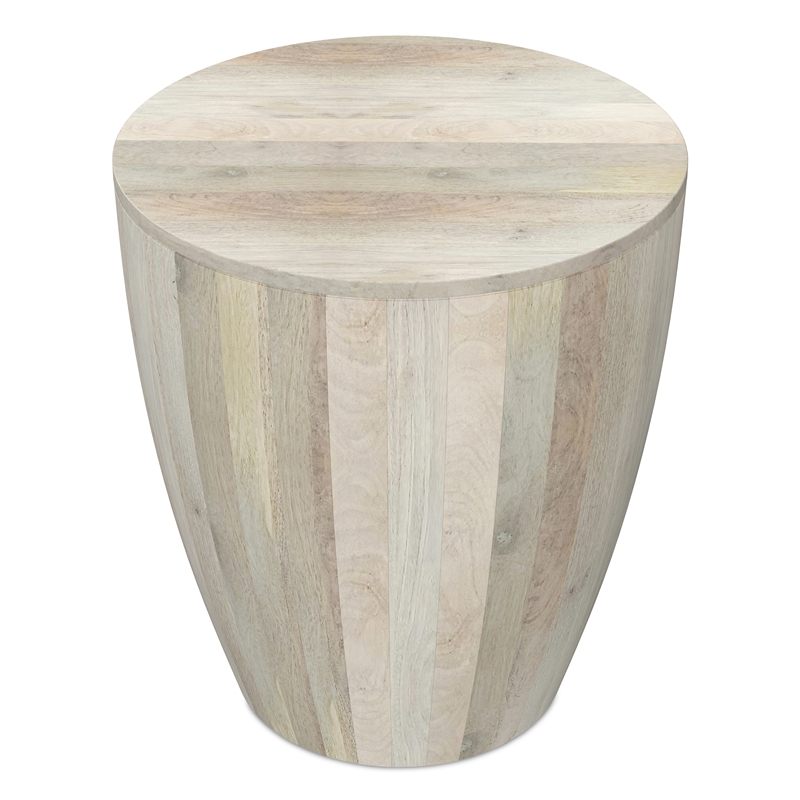 Elmbrook 21 inch Wide Solid Mango Modern End Table in White Wash& Assembled