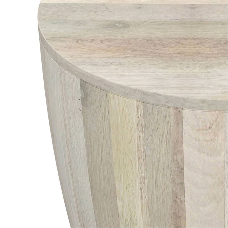 Elmbrook 21 inch Wide Solid Mango Modern End Table in White Wash& Assembled