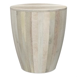 Elmbrook 21 inch Wide Solid Mango Modern End Table in White Wash& Assembled