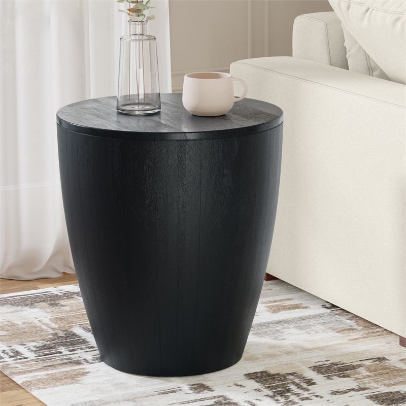Elmbrook 21 inch Wide Solid Mango Modern End Table in Black& Assembled
