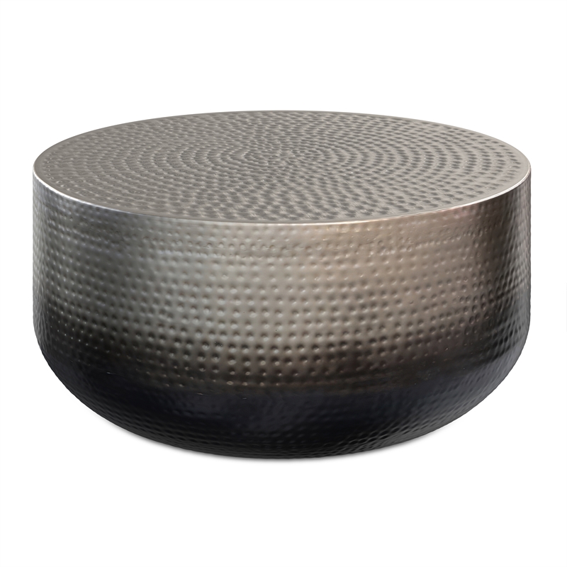 36 inch Wide Contemporary Metal Coffee Table in Silver Ombre and Assembled
