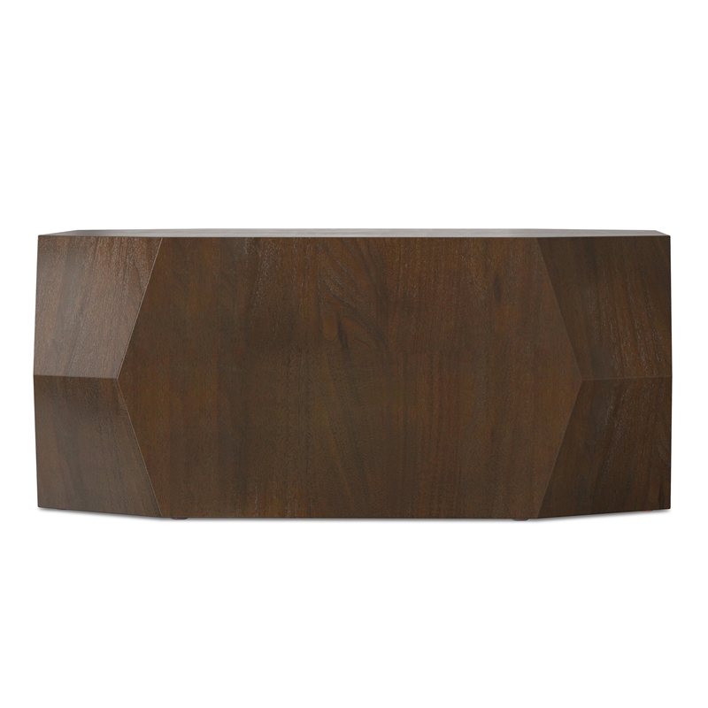 Eisley 39 inch Wide Acacia Wood Contemporary Coffee Table in Walnut & Assembled