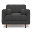 Morrison 42 inch Wide Mid-Century Modern Arm Chair in Charcoal Gray